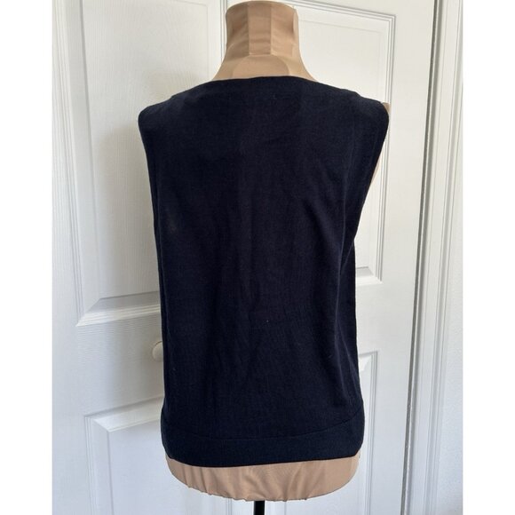 Madewell Merino Wool-Silk Blend Boat-Neck Sleeveless Knit Sweater Top Black Sz M - Picture 10 of 16